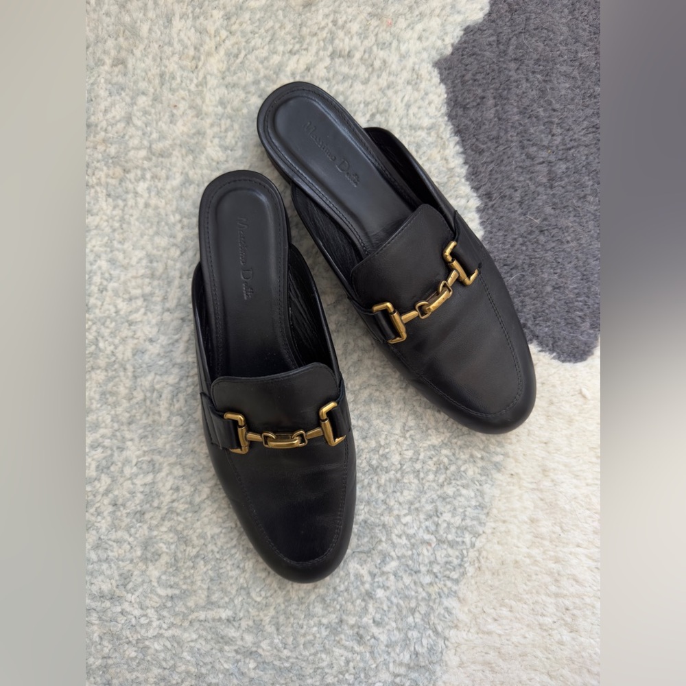 Massimo Dutti Leather Mule Loafers
